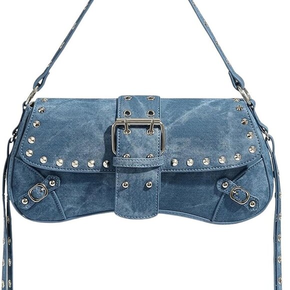 Women's Shoulder Bags Y2K PU Leather Clutch Small Purse Hobo Bags - Picture 1 of 7